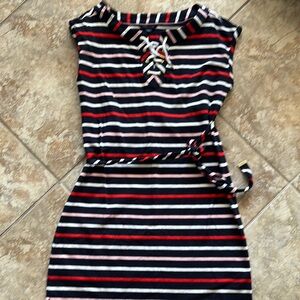 Striped Lace-Up Dress